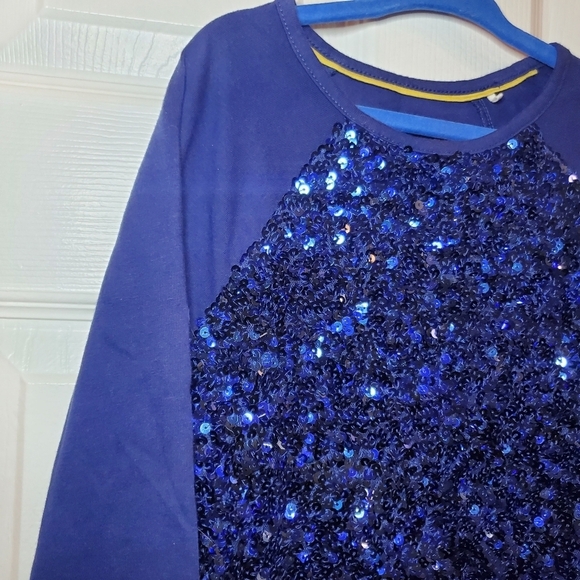 Mini Boden Girls Sequin Top Blue Sz 6-7 Y - Picture 2 of 5